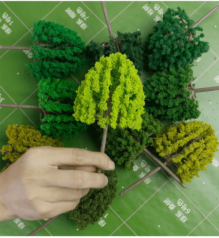 绿系老行道树diy手工迷你微场景模型 仿真植物 沙盘建筑材料模型