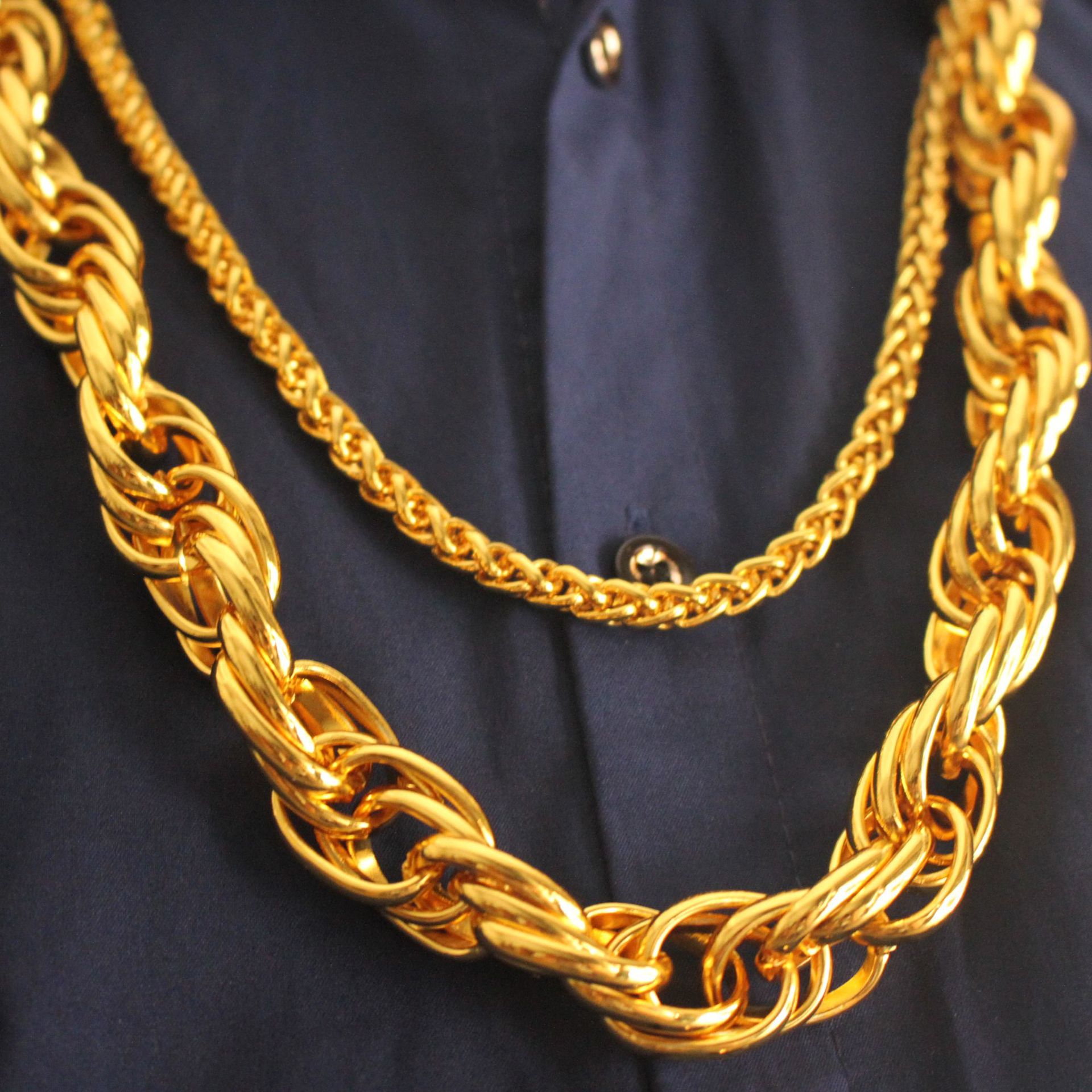 2020社会人金项链男霸气嘻哈潮牌17mm粗钢印仿黄金大麻花项链