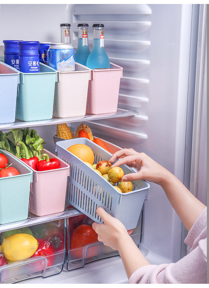 新品橱房冰柜收纳蓝 蔬菜水果沥水蓝 居家卧室书籍收纳篮