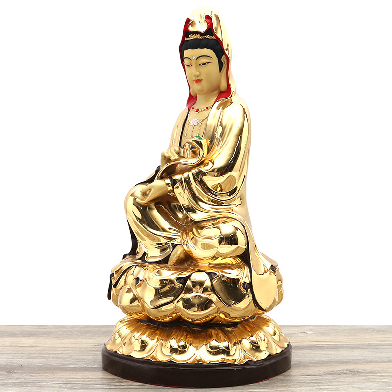 纯铜鎏金观音佛像佛教彩绘送子观世音菩萨摆件居家用供奉工厂批发