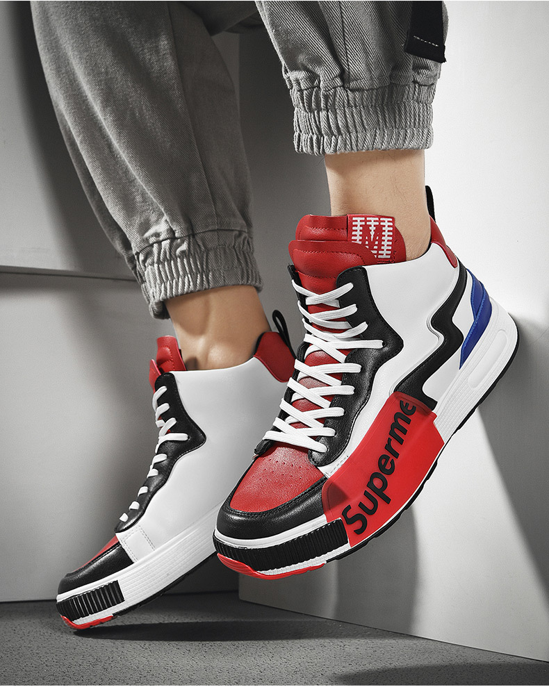 鞋子男潮鞋2020春夏季新款透气高帮板鞋男 韩版百搭网红休闲男鞋