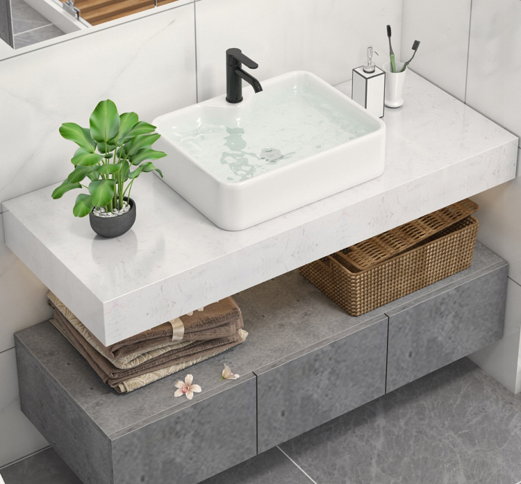 北欧浴室柜组合简约现代卫生间大理石洗手池洗脸盆厕所卫浴洗漱台