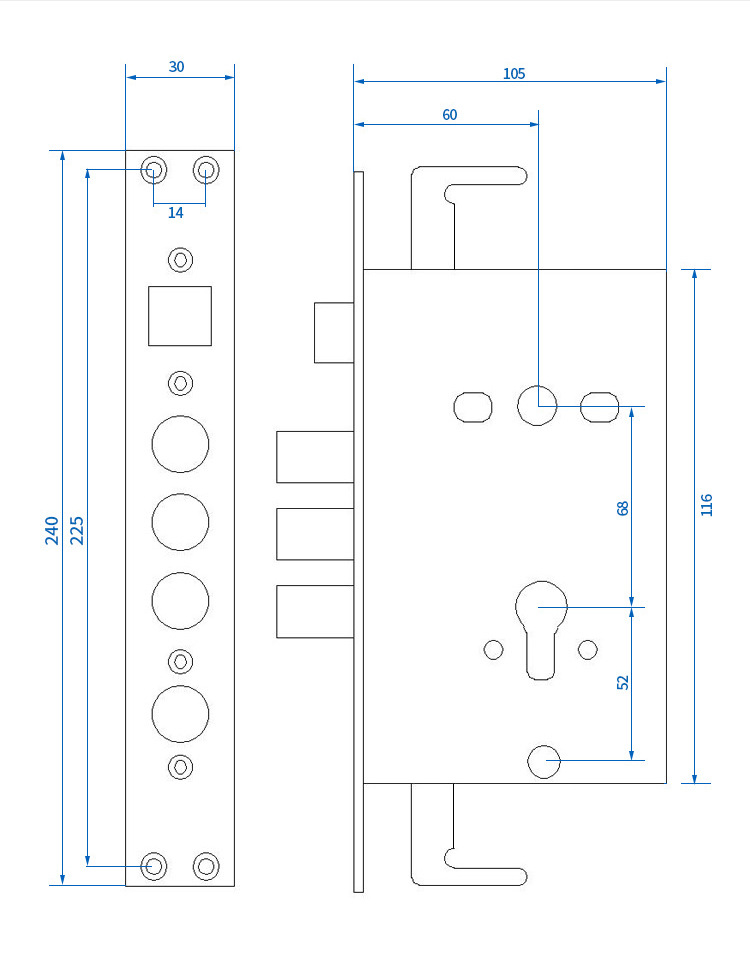 指纹锁锁体304不锈钢开叉舌6068圆柱霸王双快智能防盗门锁具厂家