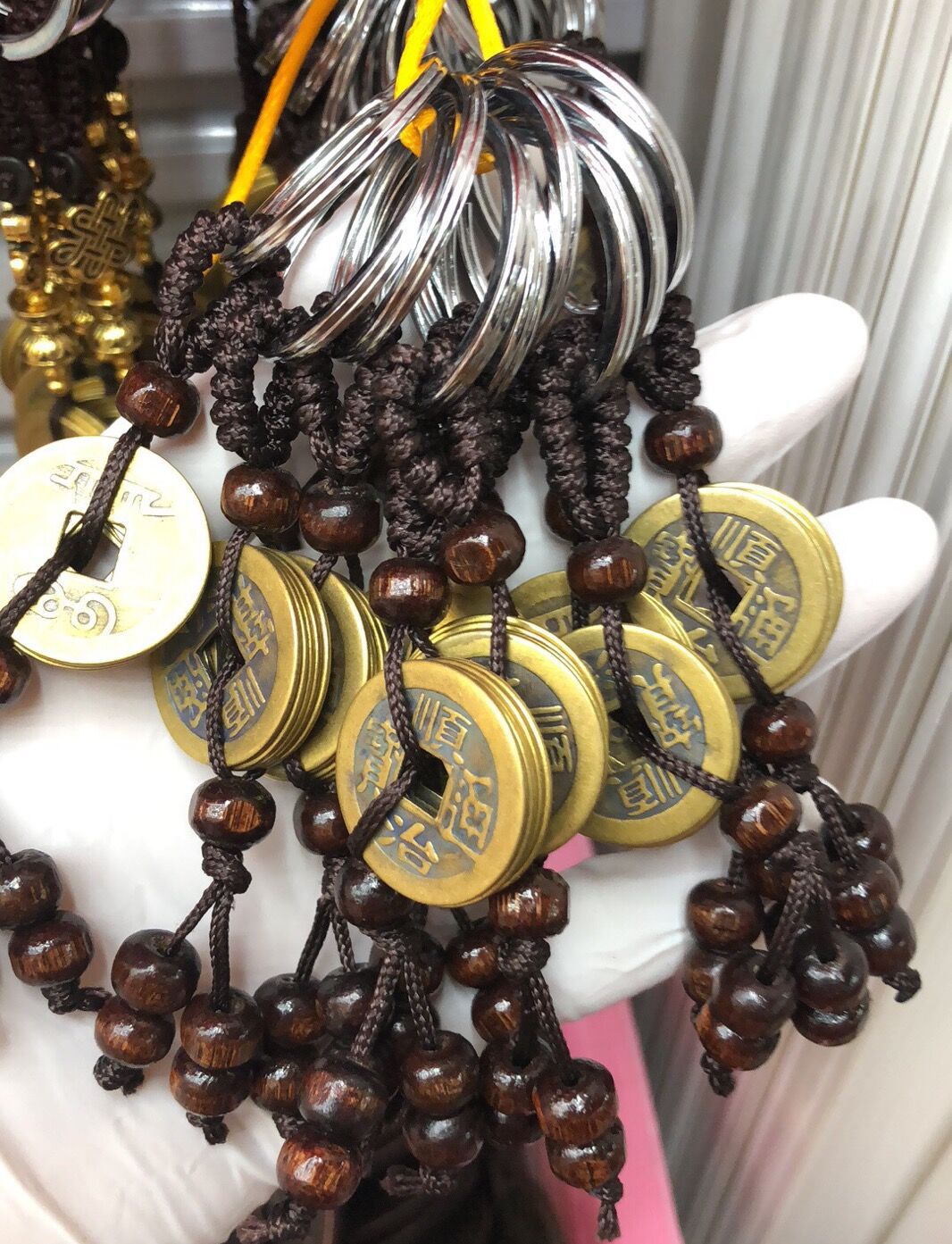 五帝钱钥匙挂铜钱挂件铜钱车挂多元配货旅游产品庙会