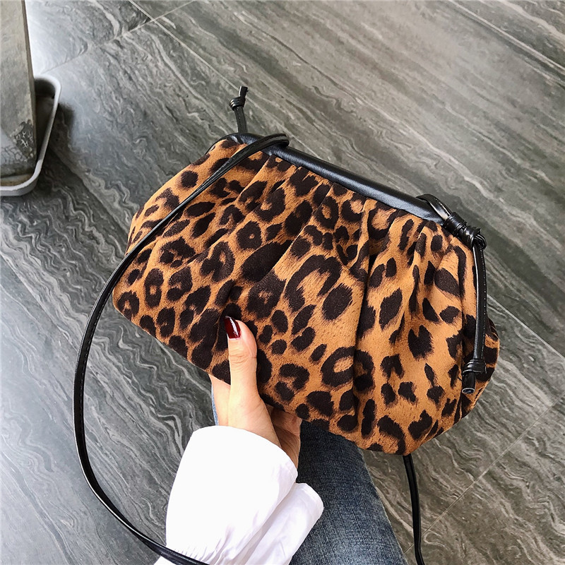 2019 Winter New Woolen Fur Bag Korean Fashion Trend Plush One-Shoulder Crossbody Leopard Print Winter Women Bag