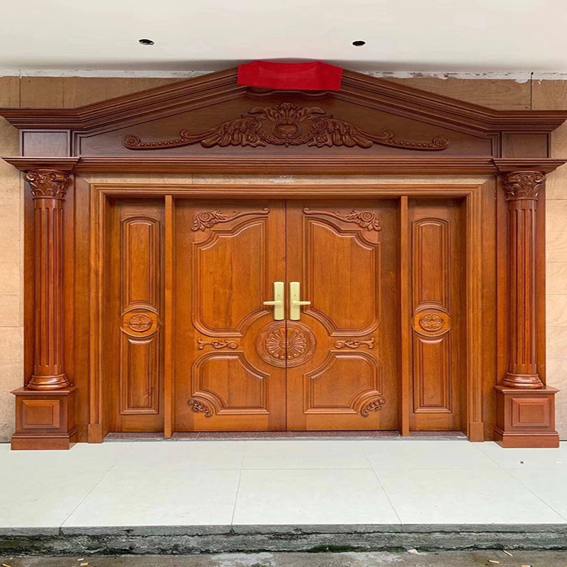 佛山厂家定制批发万木之王缅甸柚木原木门别墅大门纯实木门室内门