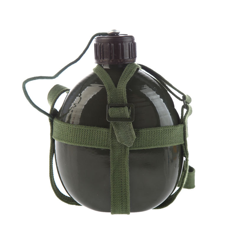 厂家直销老式87式扁水壶户外军绿色水壶铝制学生军训水壶1l大容量