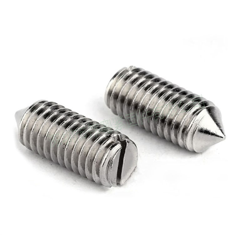 304不锈钢 gb71一字尖端机米 开槽锥端紧定一字无头螺丝 m3