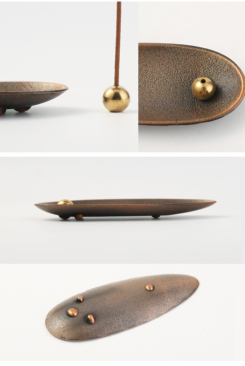 批发铜香插香炉 乌篷船叶舟香座摆件 赣艺缘香道茶具配件