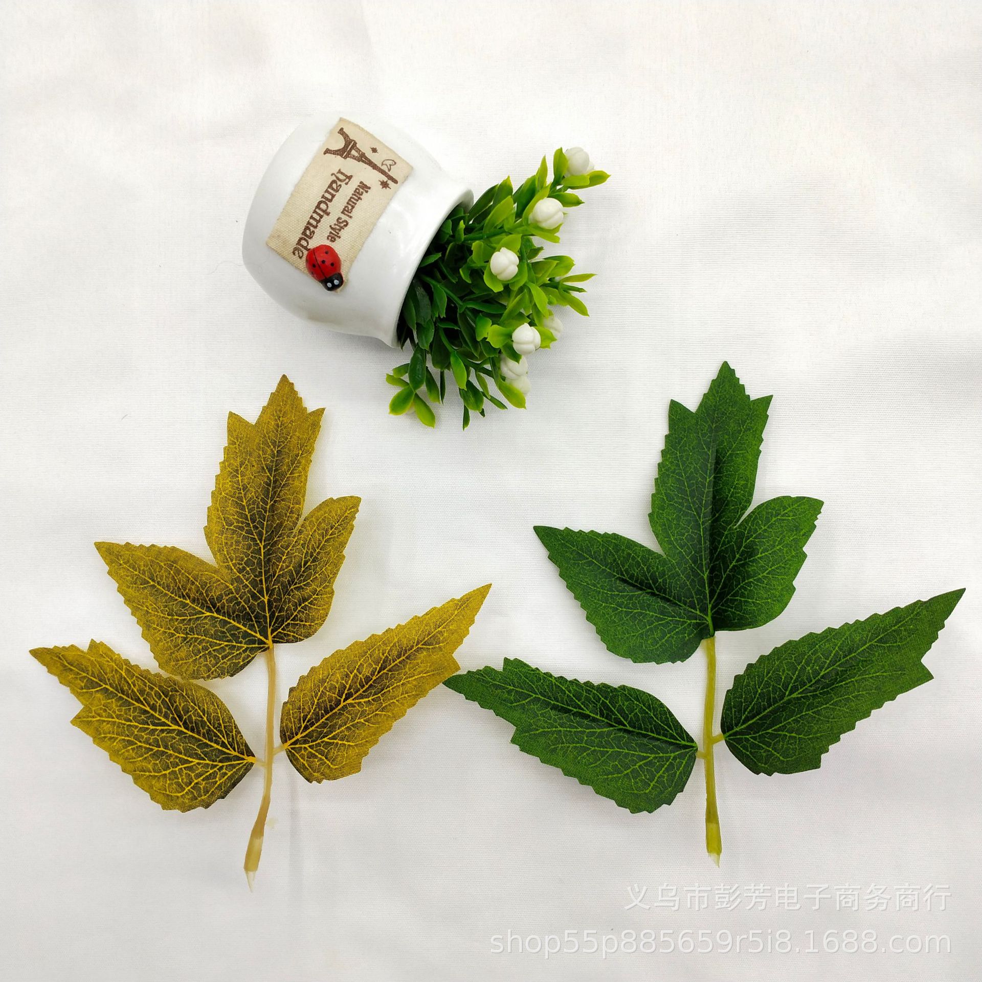 供应仿真丝印牡丹叶子 手工diy插花配件 景观装饰批发假树叶厂家