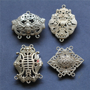 【福在眼前】仿古做旧白铜(苗银)旗袍压襟配件饰品批发