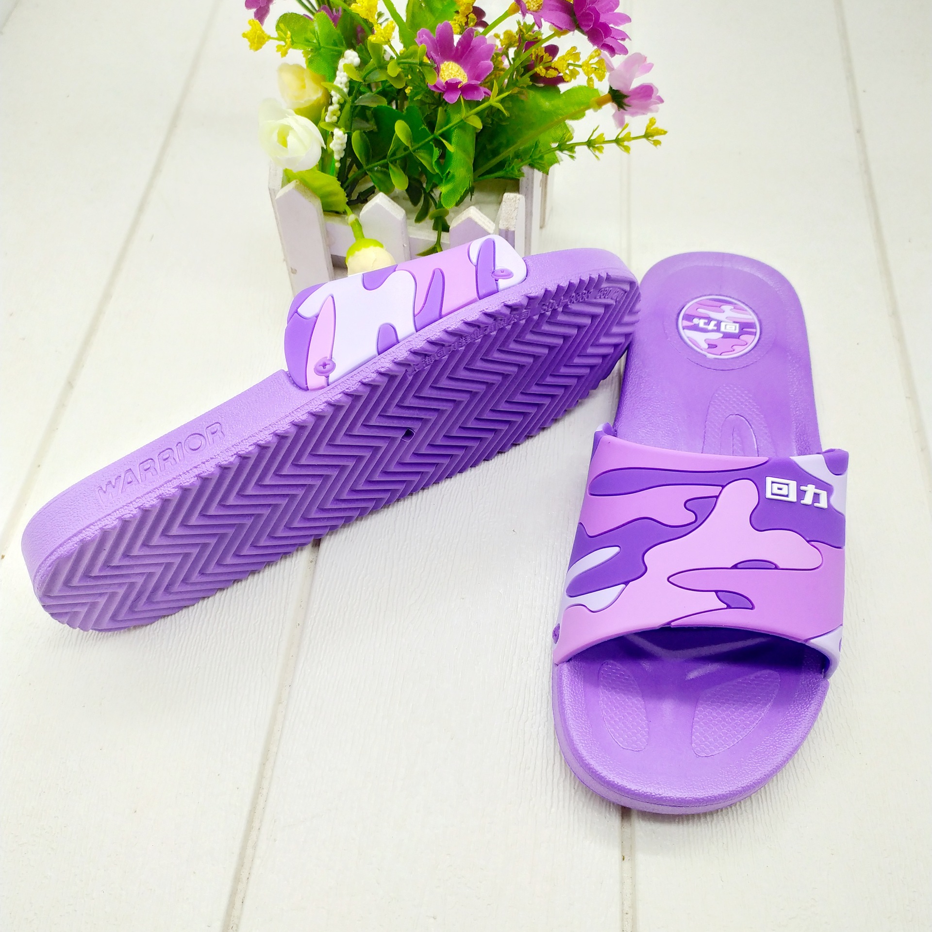 2019夏季新款回力迷彩女拖鞋一字型防滑耐磨居家休闲凉拖鞋批发