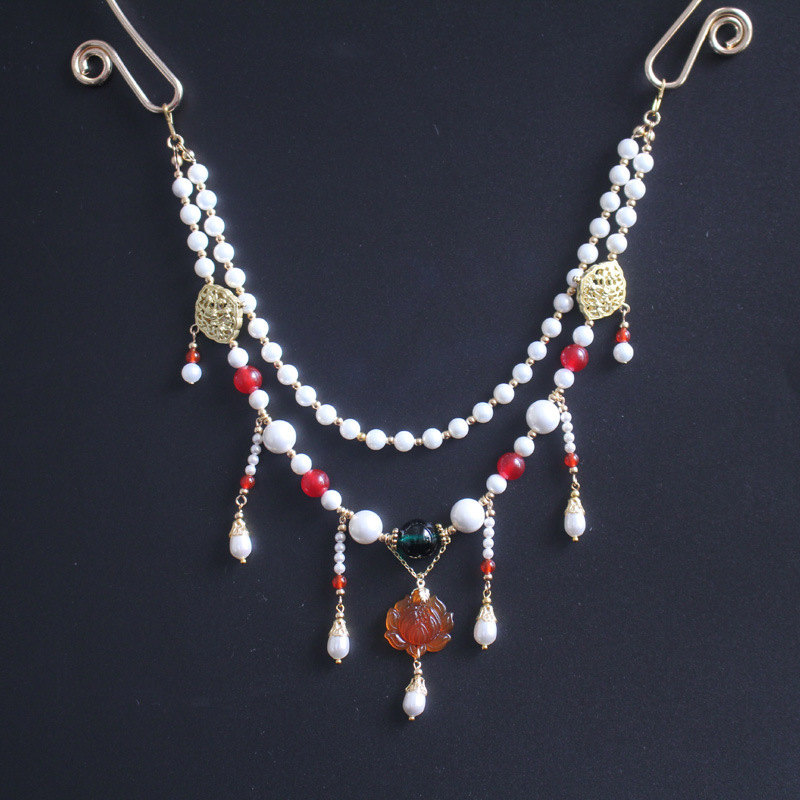 串珠古装古风古代中国风项链璎珞圈唐风珍珠硬项圈汉服配饰