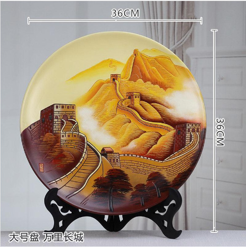 大号圆盘万里长城陶瓷艺术品 中国文化纪念品