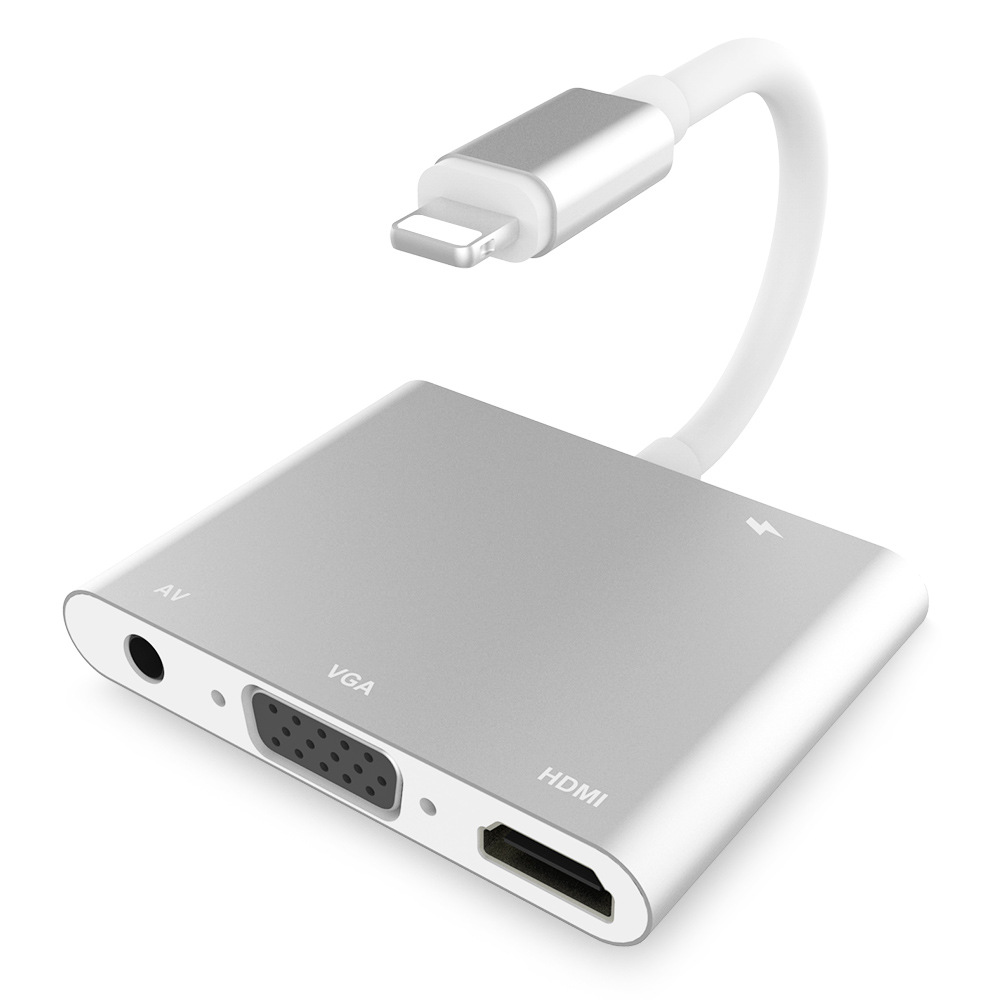 适用于苹果手机ipad转hdmi/vga高清转接器三合一即插即用ios13