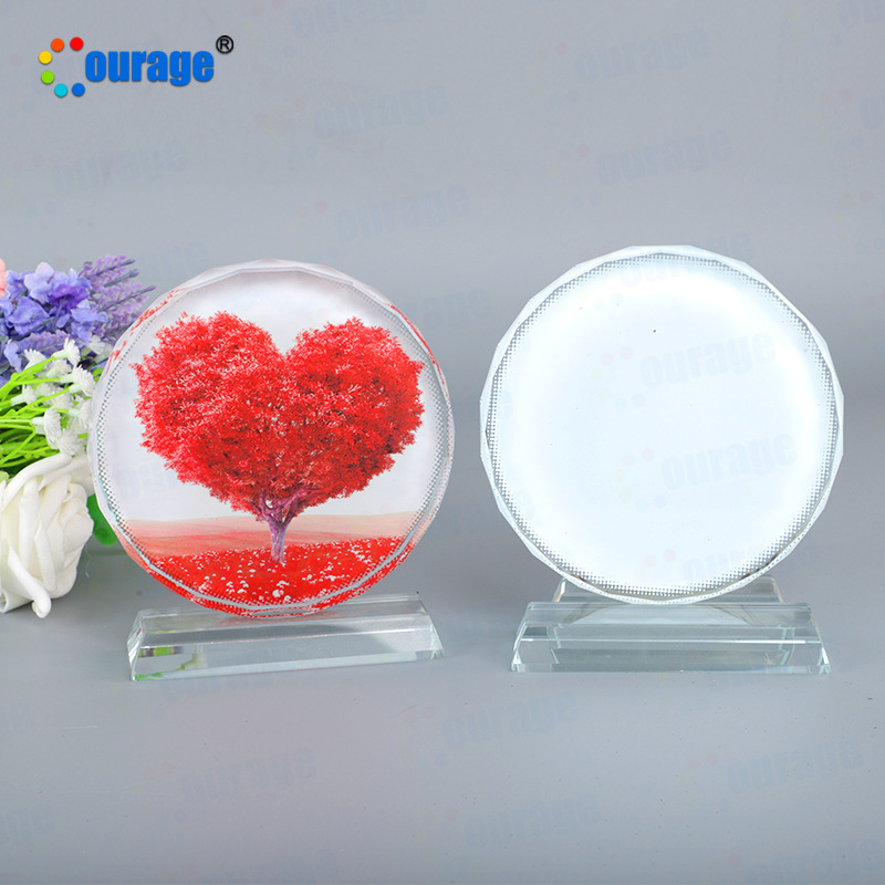 热转印水晶太阳花宝宝手脚印水晶影像空白水晶工艺品摆件饰品定制