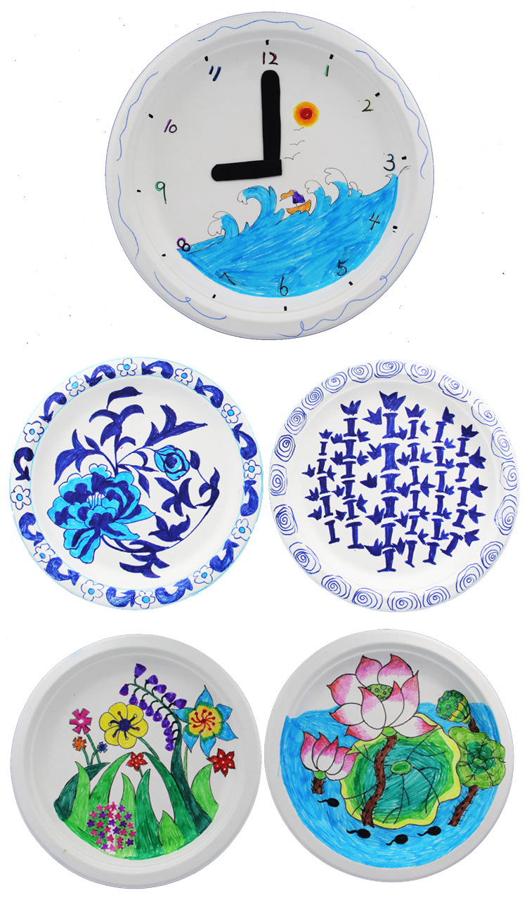 纸浆白盘子蛋糕盘 一次性纸盘纸碟子 画画 幼儿园手工diy材料