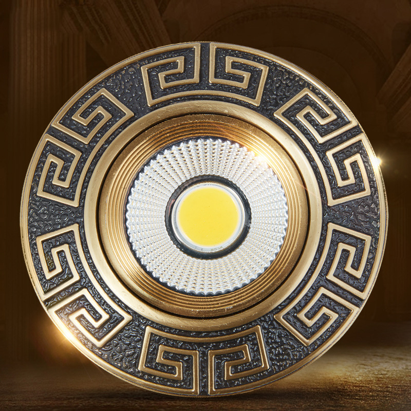 新中式全铜射灯嵌入式led天花灯客厅背景墙筒灯卧室走廊过道孔灯