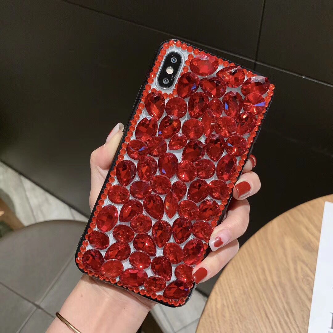 适用iphonex水晶玻璃满钻手机壳苹果6s 7plus奢华宝石镶钻保护套