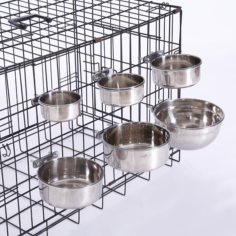 Factory Hot Sale Pet Bowl Pet Supplies Stainless Steel Dog Bowl Dog Cage Hanging Fixed Dog Basin Customized Wholesale
