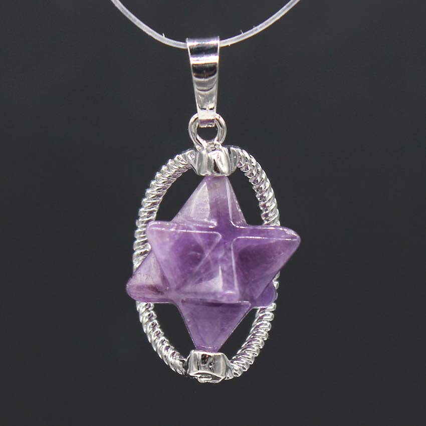 跨境外贸新品天然水晶旋转梅尔卡巴吊坠项链女