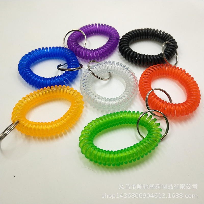 Factory in Stock Wholesale Eva Color Telephone Line Elastic Hand Ring Plastic Spring Key Bracelet Number Plate Hand Ring