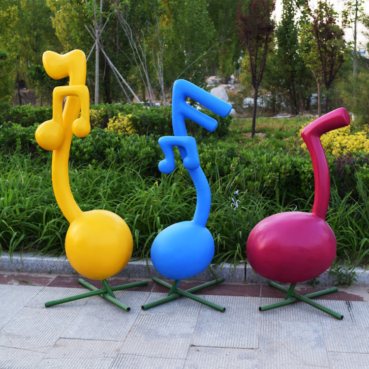 卡通音符摆件户外玻璃钢可爱音乐元素雕塑园林景观装饰小品美陈