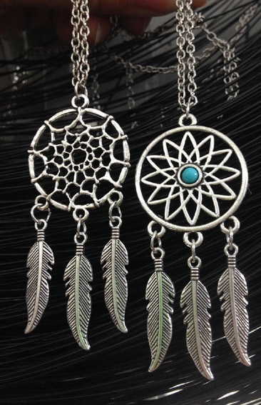 dream catcher 欧美外贸饰品捕梦网羽毛耳环项链毛衣链饰品批发