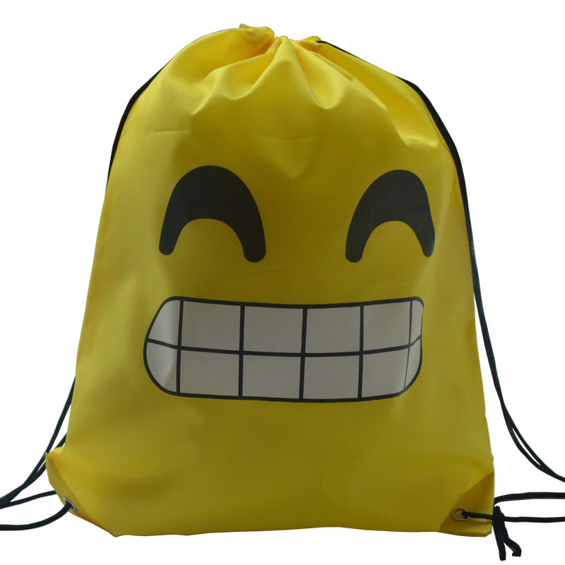 亚马逊爆款环保购物袋爱心涤纶布收纳袋双肩背带背包表情包束口袋