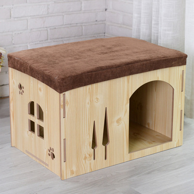 猫窝房木质猫屋猫爬架猫床室内小型犬换鞋凳兔笼收纳多功能坐凳窝