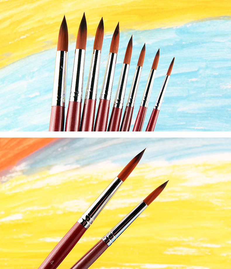 马利画笔g1130尼龙水彩画笔单支圆头水彩画毛笔尼龙笔6支套装