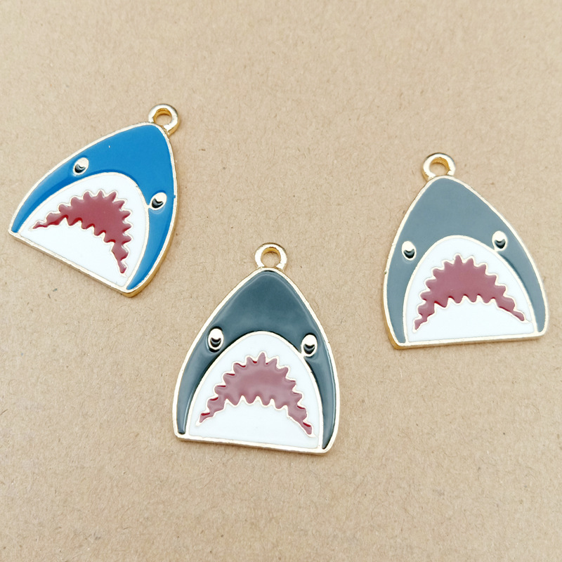 韩版饰品配件 滴油鲨鱼头挂件配饰 耳环耳饰项链吊坠 手工diy材料