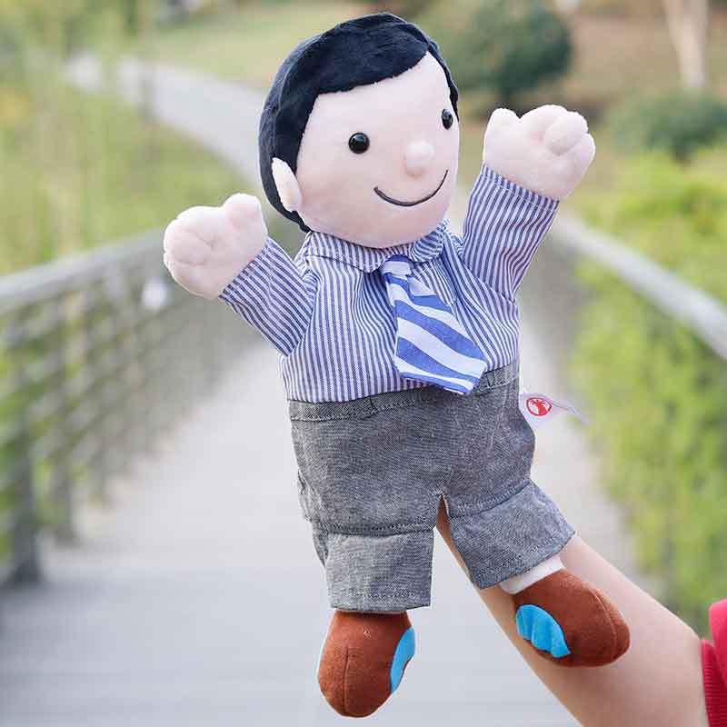 新款一家亲人物大号手偶玩具儿童讲故事早教安抚手套爷爷奶奶男孩