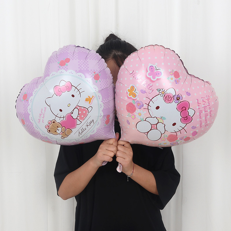 18寸圆形卡通kt猫铝膜气球 hello kitty儿童生日装扮凯蒂猫气球