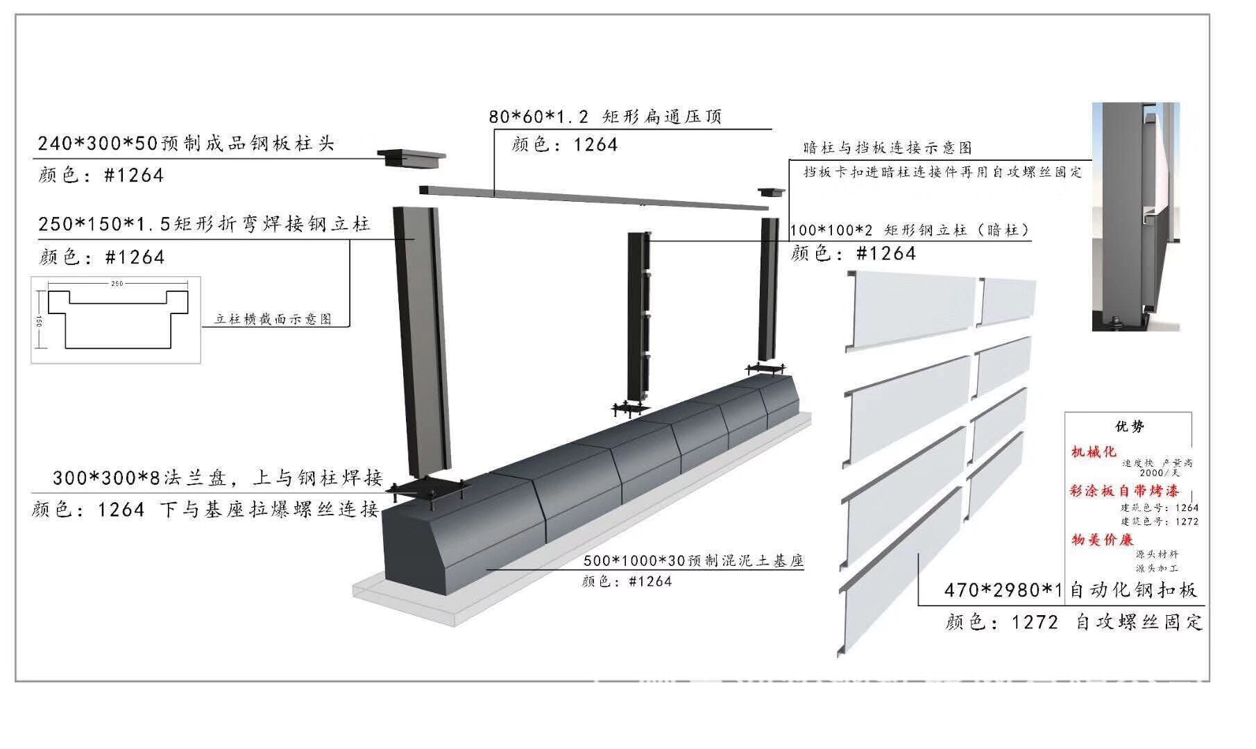钢结构围挡_工地临时钢板 装配式钢结构围挡a1地铁新型钢 - 阿里巴巴