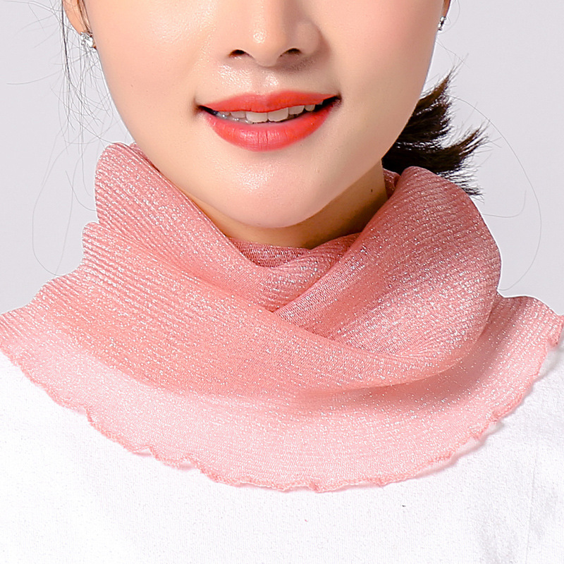 金丝防晒百变小丝巾薄款脖套百搭脖套女套头挂耳多功能纱巾领巾夏