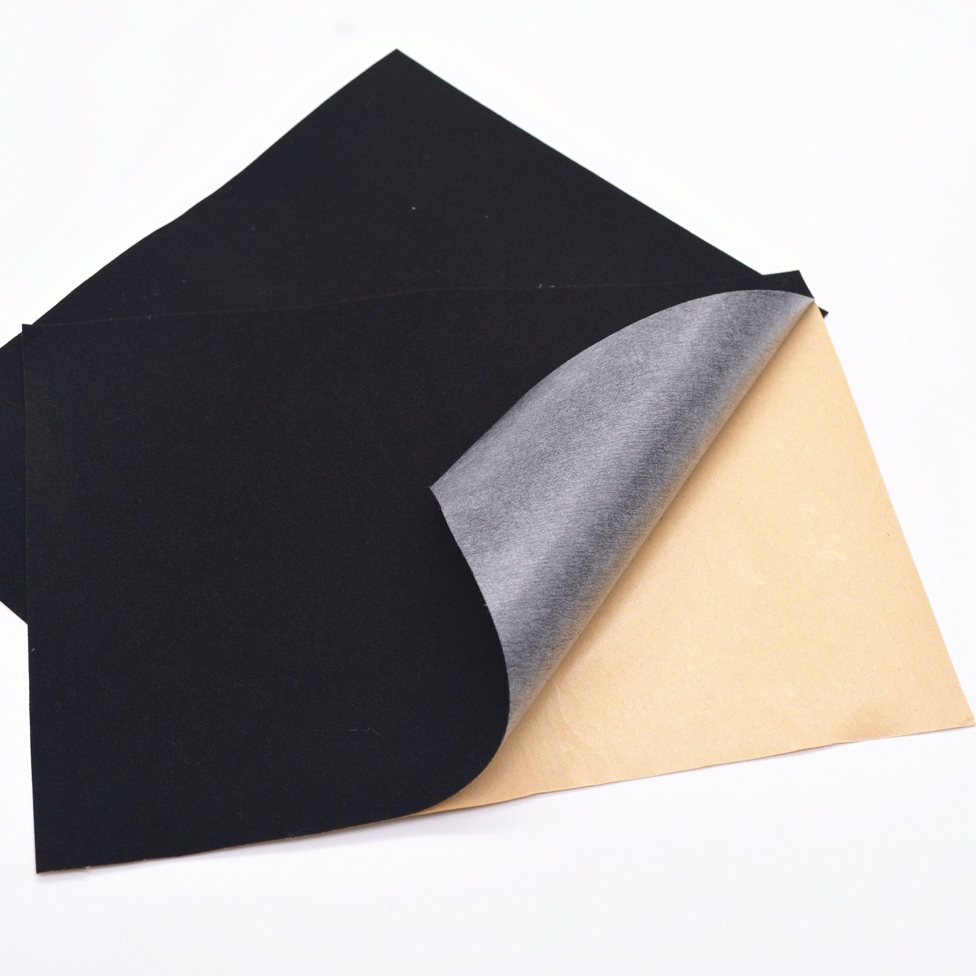 珠宝包装盒背胶水刺布 厂家批发不干胶绒布 黑色水刺底长毛植绒布