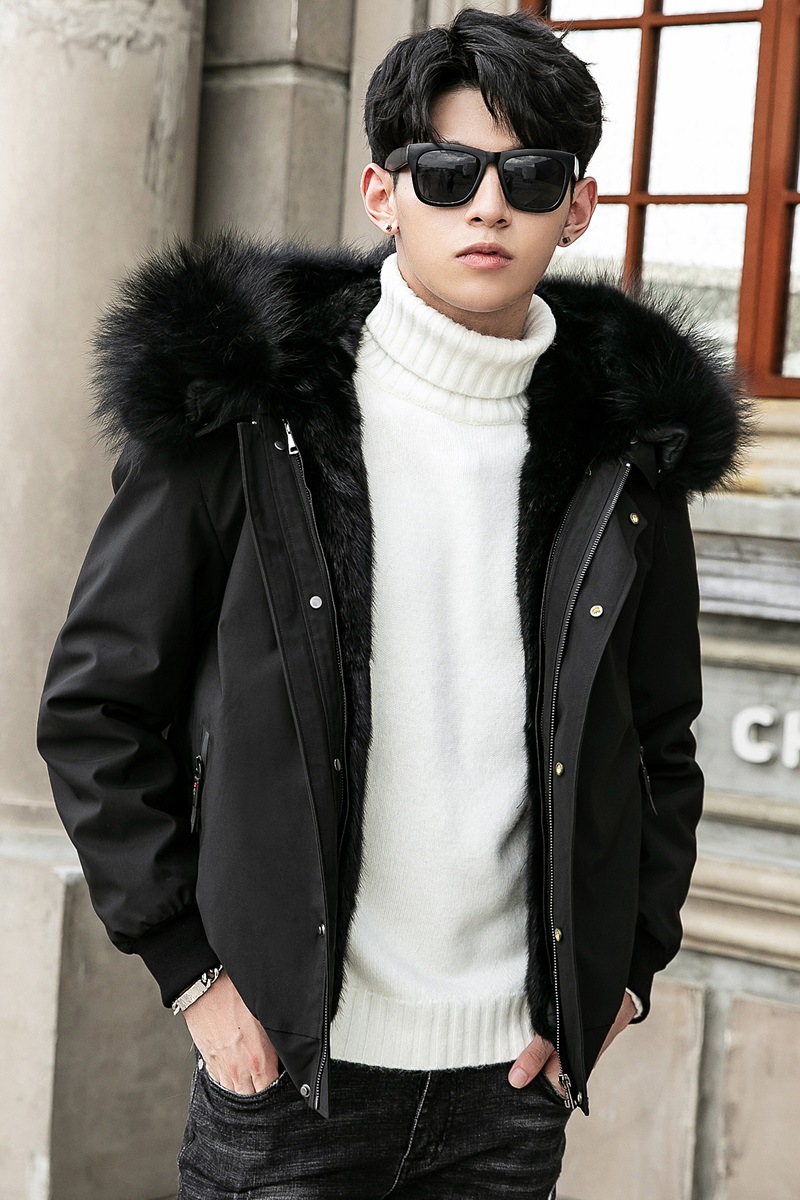 派克服男短款2019冬款水貂内胆青根貂整貂皮夹克星星同款皮草外套