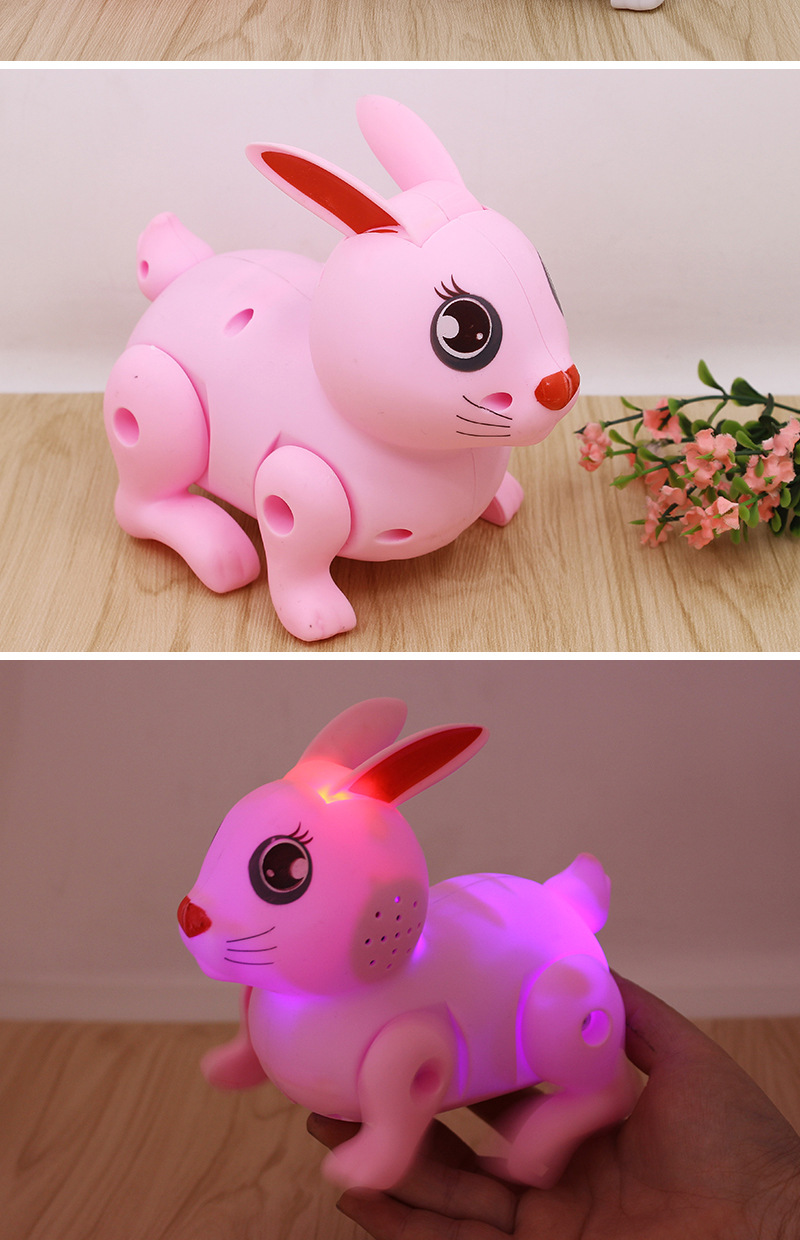 网红电动兔子 可爱蹦蹦兔会跑会跳耳朵会动 音乐闪光玩具兔批发