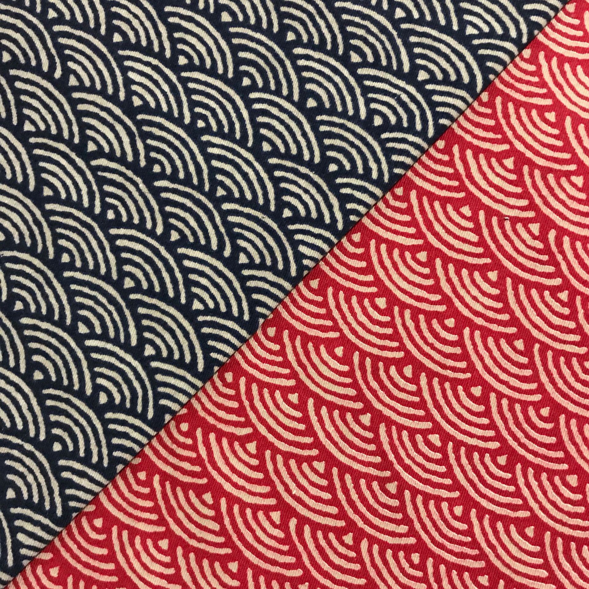 全棉纱卡日式和风云纹布料斜纹活性印花面料和服家纺桌布包袱窗帘