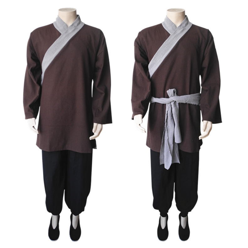 粗布麻料古装汉服灯笼裤套装男民国清朝农民演出服装店小二服