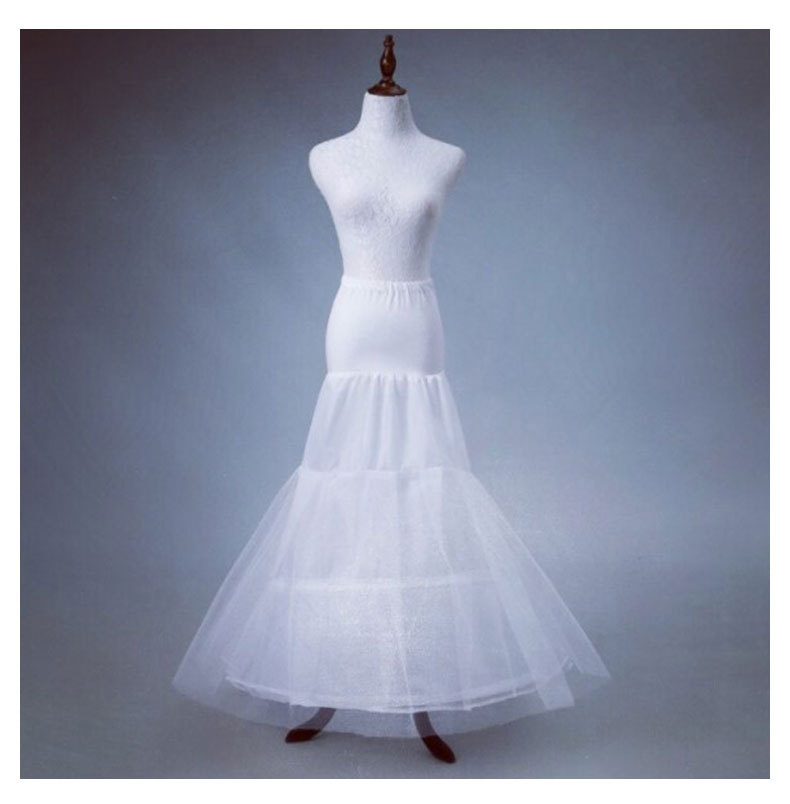 鱼尾款婚纱裙撑小拖尾新娘婚纱演出礼服撑裙两钢圈两纱松紧腰