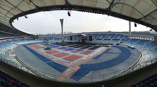 海口市五源河体育中心选用爵士龙专业线阵音响系统