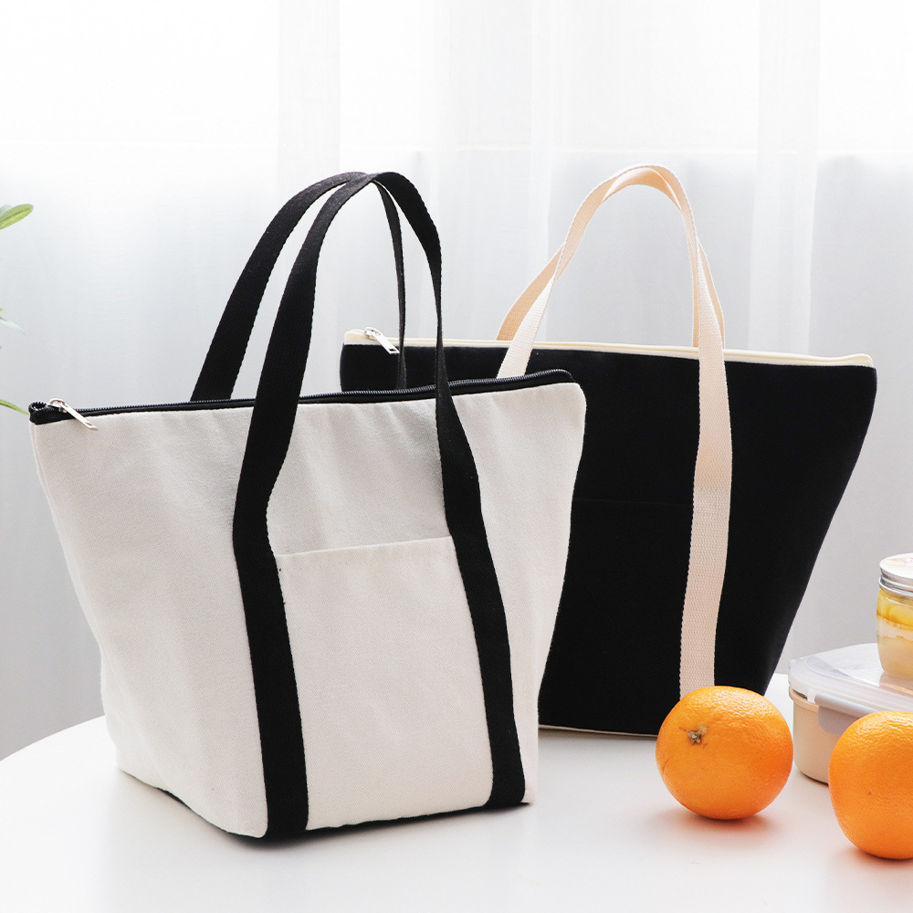 帆布便当保温袋午餐大号手提野餐保冷双层冰包学生上班妈咪便当包