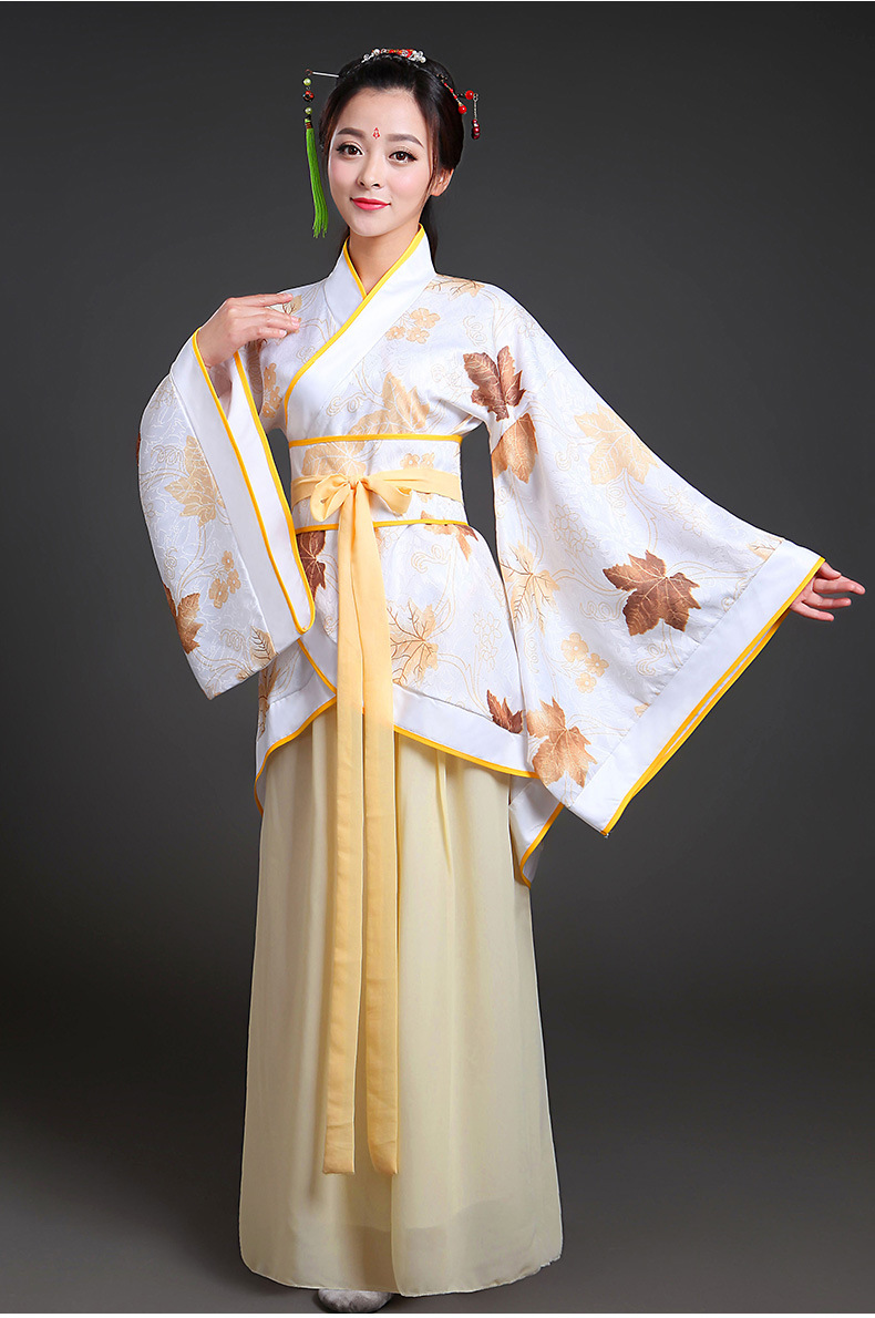 新款古装改良汉服女春季写真古筝演出服古代女装襦裙曲裾表演服装