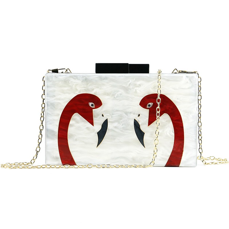 供应双鸟包亚克力包火烈鸟包手拿包晚宴包diy晚装包