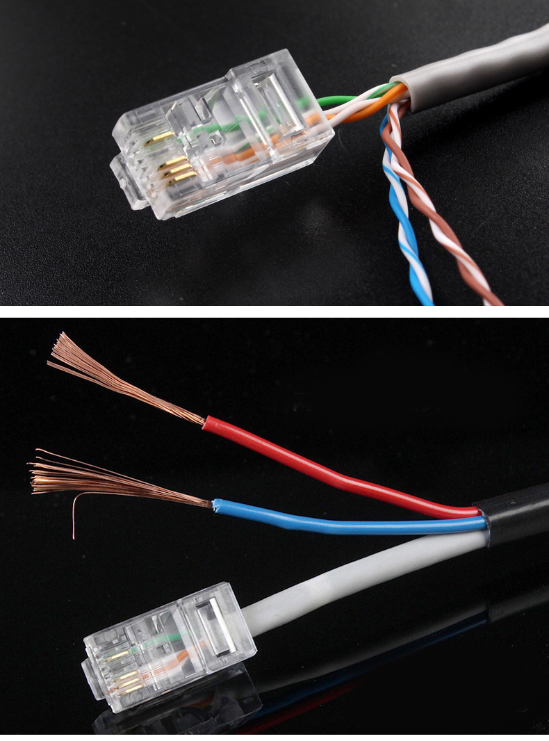 盒装 镀金8p4c水晶头网络监控用水晶头超五类四芯双绞网线接头