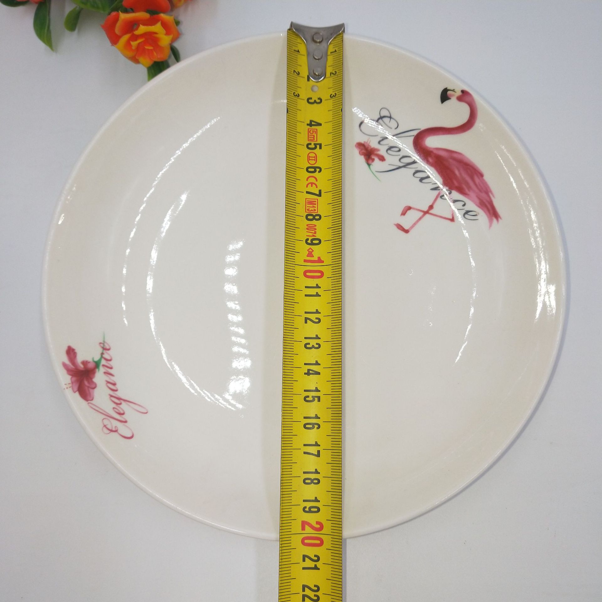 8寸金花浅盘 家用餐具果盘 饭盘 两元店超市地摊货源临沂厂家批发