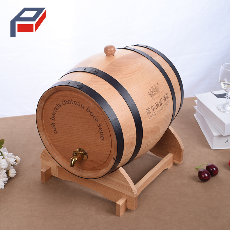 5l装红酒橡木桶包装实木葡萄酒桶定制创意卧式玻璃内胆橡木酒桶