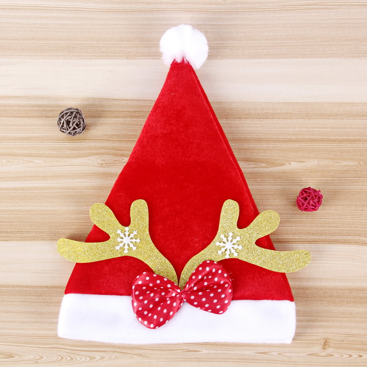 Christmas Hat Adult and Children Gold Velvet Antlers Christmas Hat Christmas Party Wear Holiday Decoration Supplies